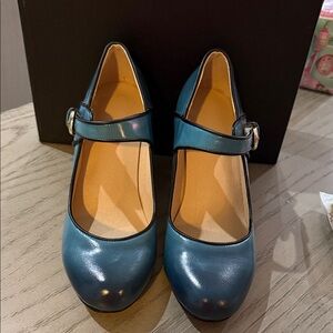 Classic Teal Mary Jane Flats with Buckle Strap